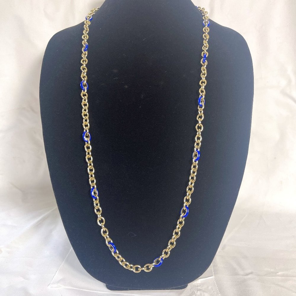 J.Crew Gold & Blue/Purple Chain Necklace #86